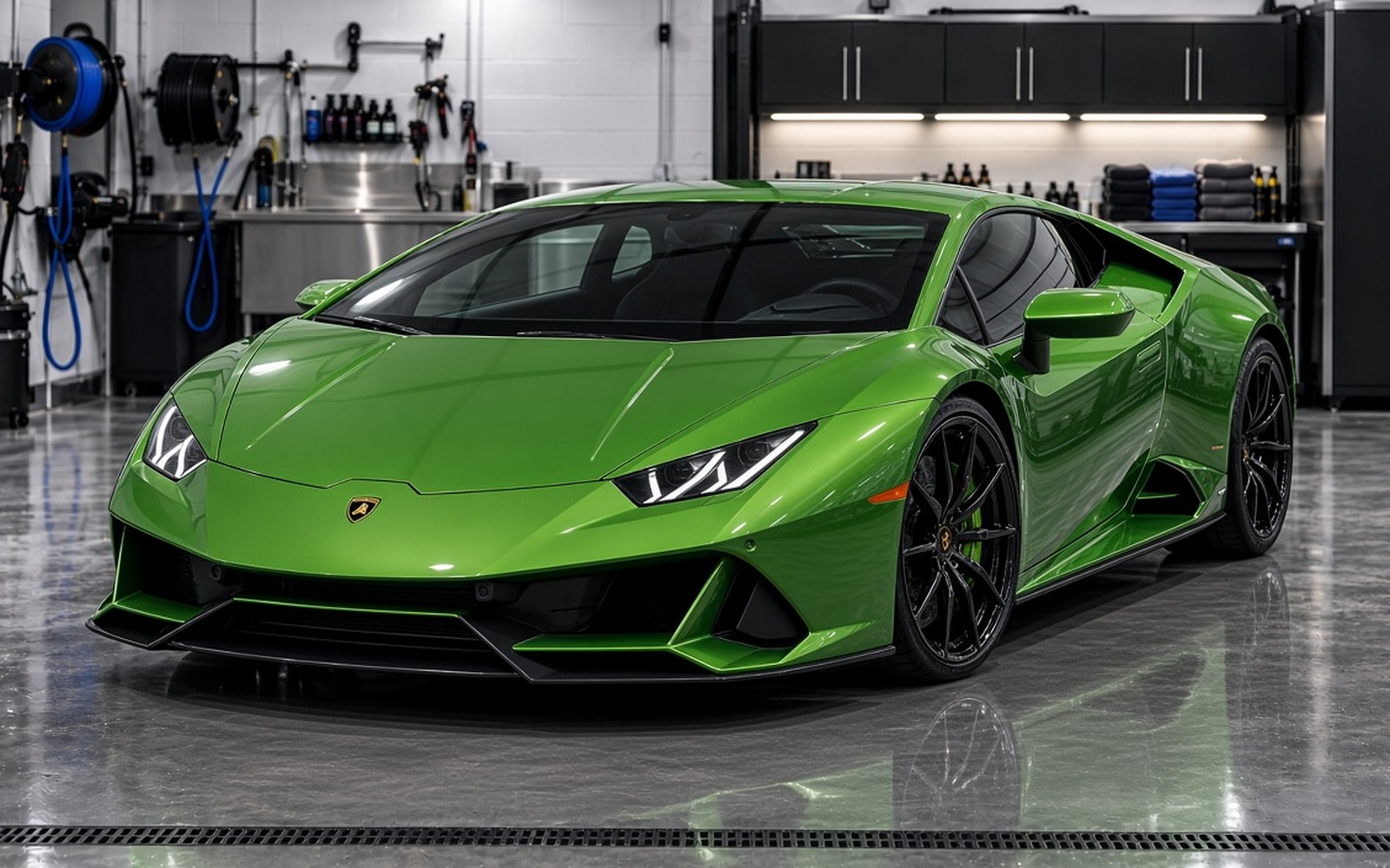 Green Lamborghini protected with 2-Step Ceramic